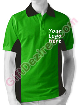 Designer Emerald Green and Black Color Logo Custom T Shirts